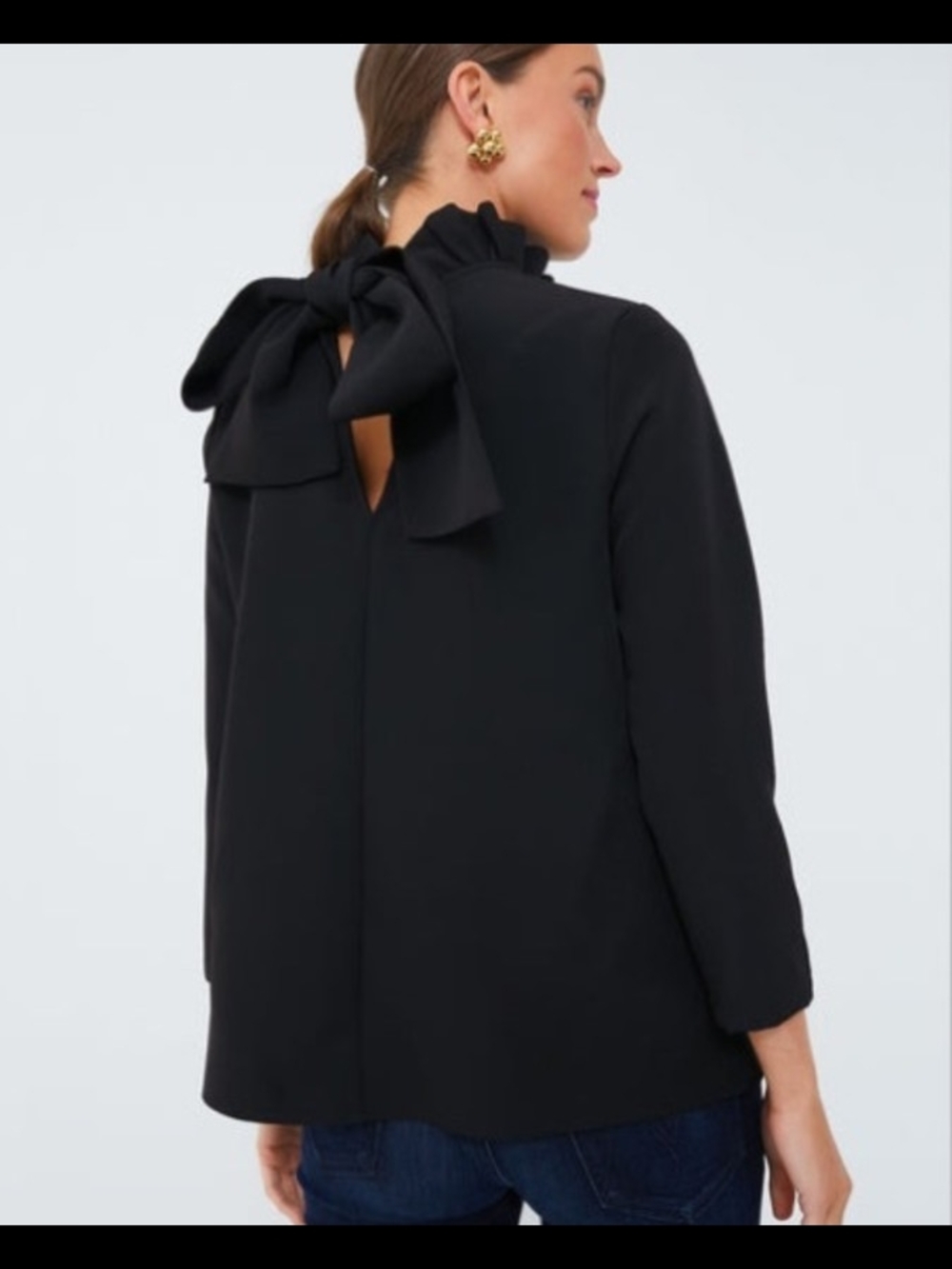 Tuckernuck Black Ruffle Bow-Back Top, Medium - Picture 3 of 8